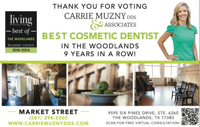 THANK YOU once again to our community for voting us Best Cosmetic Dentist year after year! 💕 It takes our entire TEAM to deliver the level of care that we do and we are thankful for the trust our patients put in each of us!

FREE COST ESTIMATE⬇️
🔗 link in bio @carriemuznydds 

​​​​​​​​​​​​​​​​​​​​​​​​​​​​​​​​​​​​​​​​​​​​​​​​​​​​​​​​​​​​​​​​🛫 Expedited treatment available for traveling patients 
💵 Financing and monthly payment plans available 
📍 The Woodlands, TX

📲DM: @carriemuznydds ​​​​​​​​​​​​​​​​​​​​​​​​​​​​​​​​​​​​​​​​​​​​​​​​​​​​​​​​​​​​​​​​
📞Phone: 281-298-2205
📧Email: info@muznydds.com
🖥Website: www.carriemuznydds.com

#houstondentist #houstontexas #houston #cosmeticdentistry #veneers #smilesbycarrie #smiledesign